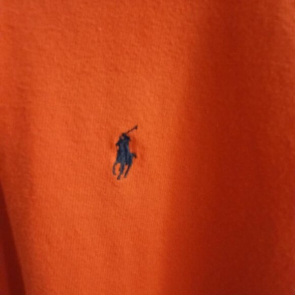 Vintage 90s Polo Ralph Lauren Orange Rugby Long-Sleeve Shirt Padded Elbows XL - Picture 3 of 5